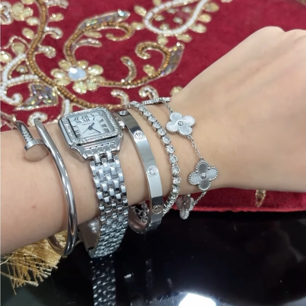 brand new Women Silver tone Stainless steel Rhinestone Bezel Square Watch - Picture 9 of 12